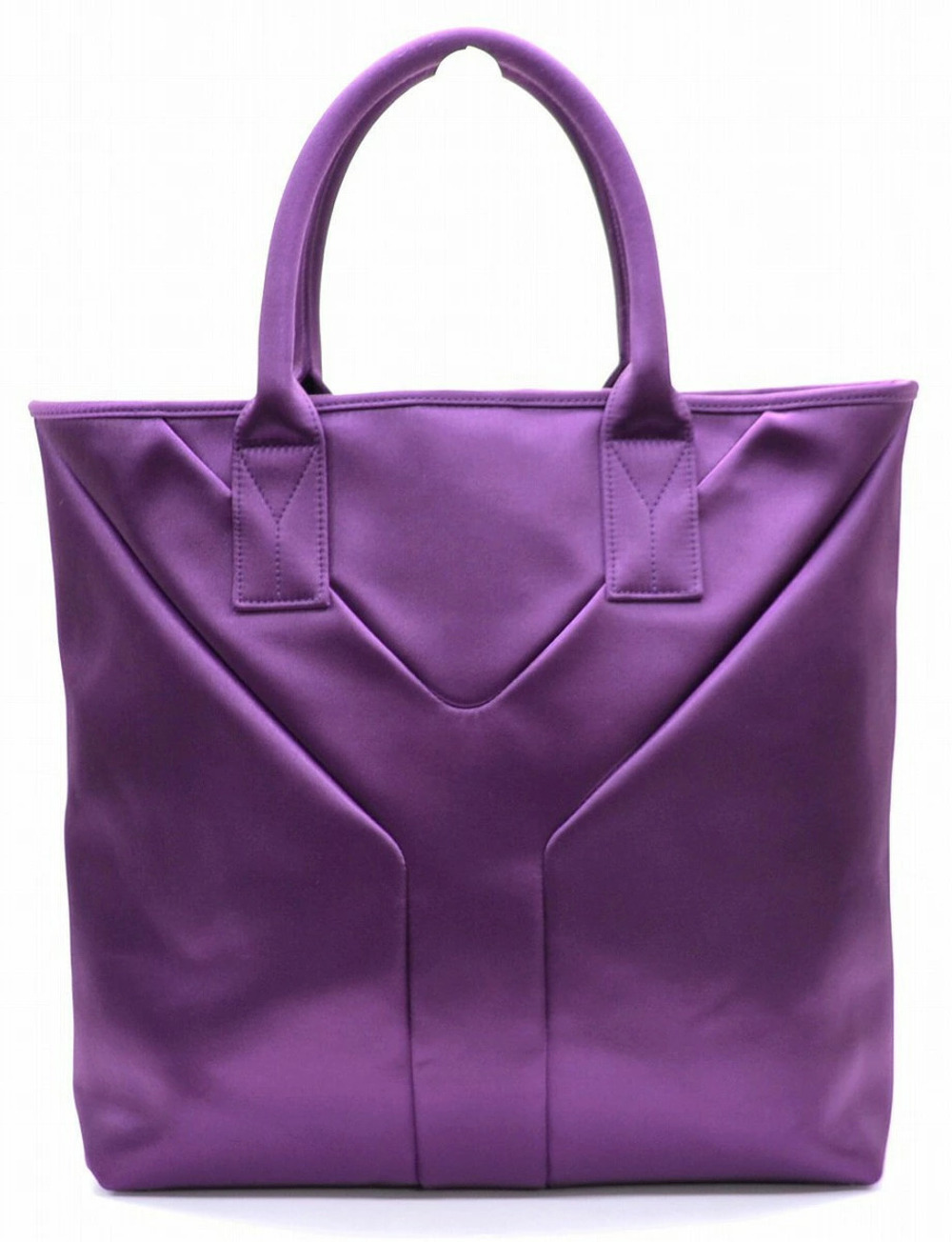 Saint Laurent Yves YSL Tote Bag Handbag Satin Purple